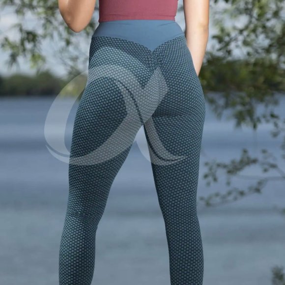 Comfy Forever Teal Honeycomb TikTok leggings - Picture 1 of 5